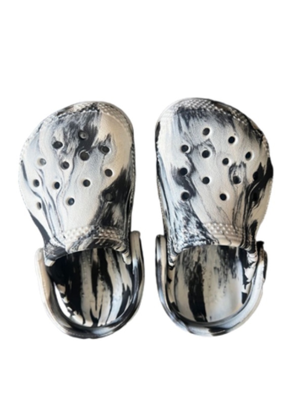 Toddler Black & White Marble Crocs Clogs